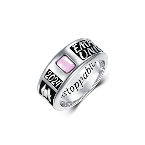 Dorunmo 2025 Class Ring for Men High School Sterling Silver Various Color Mens Class Rings Customizable Graduation Rings with Birthstone Senior Ring Graduation Jewelry Gift