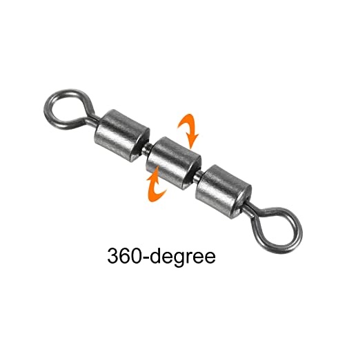 PATIKIL High Speed 3 Roller Swivel, 20Pcs 83lb Copper Barrel Bead Chain Rolling for Saltwater Freshwater Fishing Black - Image 4