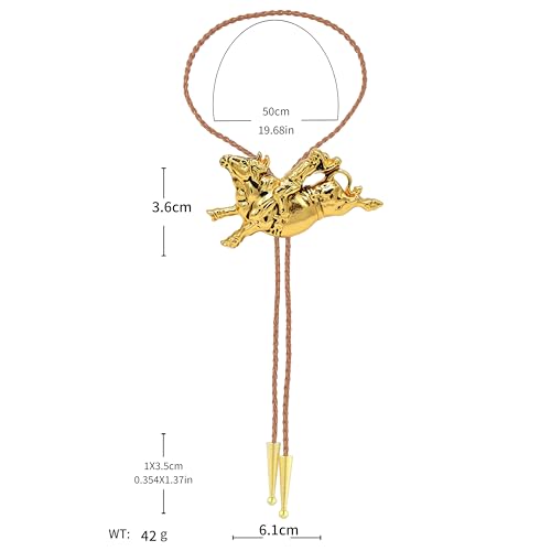 Image of Jeilwiy Bolo Tie for Men Western Cowboy Tie Necklace Gold Bolo Tie Leather Necktie Halloween Tie Accessories for Women