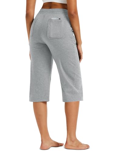 MAGCOMSEN Women's Capri Pants Cotton Yoga Wide Leg Capris Loose Casual Lounge Workout Capri Sweatpants with 5 Pockets2