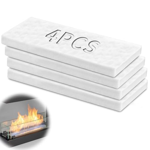 TXXATX 4 Piezas de Lana Cerámica para Bioetanol 300x100x25mm Lana Cerámica Esponja Cerámica para Chimeneas de Etanol Chimenea de Gel de Mesa Interior Estufa de Bioetanol