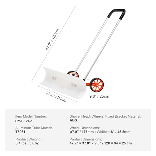 Vevor 37 INCH SNOW SHOVEL Pusher Shovel With Wheels thumb #6