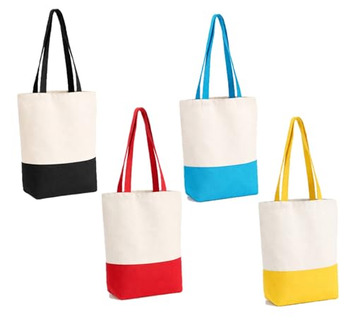 Image of Lify Heavy Duty Cotton Canvas Tote Bag Grocery Shopping Bag, Cotton Tote Bags eco-friendly for Schools, promotion, branding- 3 &4 Pc Pack
