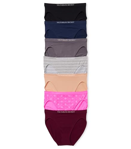 Victoria's Secret Seamless Brief Panty Pack, High Leg Cut, Underwear for Women, 7 Pack, Core Basics (S)