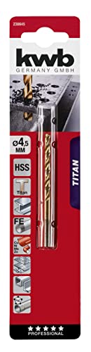 kwb 4.5mm Titanium HSS Metal Drill Bit with Precision Ground Point for Longevity and High Speed Drilling, 4,5mm - Image 2