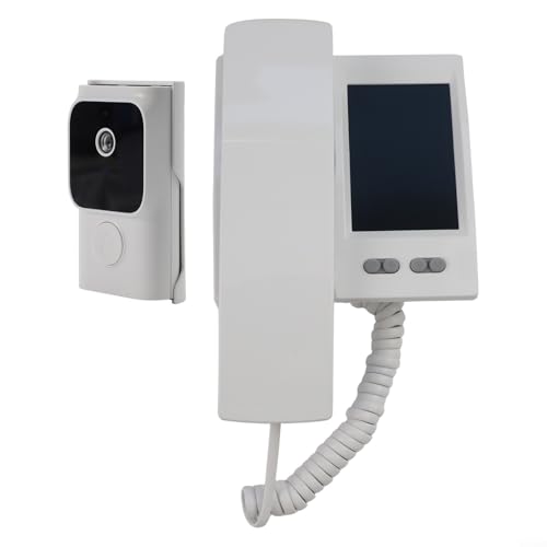 Intercomunicador de timbre de video, intercomunicador de timbre inalámbrico, visión nocturna, cámara al aire libre, con monitor IPS de 3.5 pulgadas y grabación de video (blanco)