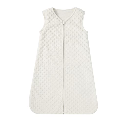 Image of DaysU Baby Sleep Sack with Plush Dots 0-6 Months, 2.5 TOG Sleeveless Baby Wearable Blanket with 2-Way Zipper, Sleeping Bag for Infant Newborn, Cream