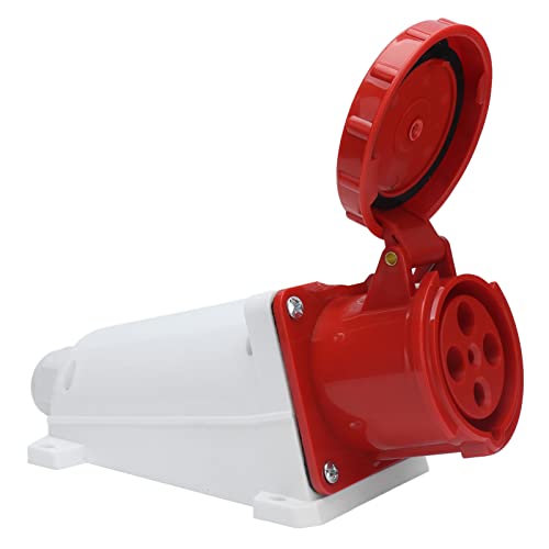 Cocoarm Enchufe Industrial Polipropileno Cobre Conector Impermeable Trifásico 63A 380 a 415V Montaje en Superficie de 4 Pines IP67 para Fábricas, Muelles, Granjas, Conexión de Alimentación Al Aire
