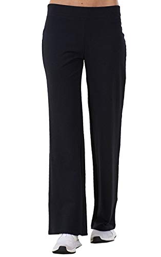 Pantalones de chándal para mujer - Corte recto - Ideales para hacer ejercicio - Algodón - Negro - EU 38 mediana