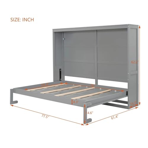 Tiiiopkvvv Bett in voller Größe, zusammenklappbar, verstecktes schlichtes Design, kann in einen Schrank gefaltet werden, kein Boxspringbett erforderlich, rutschfest (Weiß, Einheitsgröße) – Bild 3