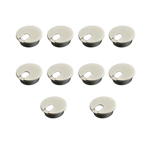 sweeTvT Pasacables con Tapa,Decoración De Escritorio Estudio De Computadora Agujero De Roscado Almacenamiento De Cables De Escritorio Accesorios De Organización, 10 Paquetes De 35 Mm, Gris