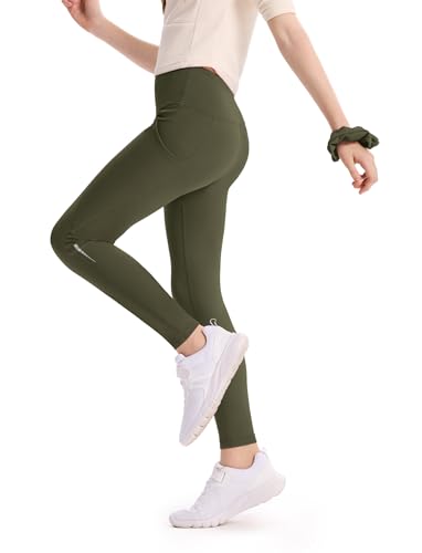 PATPAT Girls Athletic Leggings with Pocket, Buttery-Soft & Ultra-Stretchy Yoga Pants for Running Dance Workout Casual