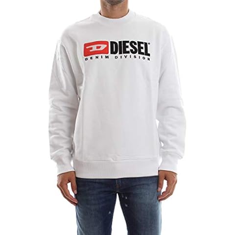 Diesel Men's S-Crew-Division Sweatshirt in White Cover