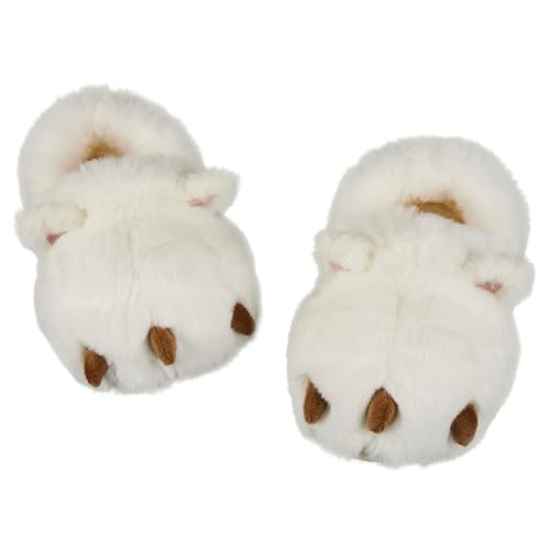 Image of LEMZONE Fuzzy Animal Slippers for Women Cute Warm Furry Bear Paw Funny House Slippers with Non-skid Bottoms