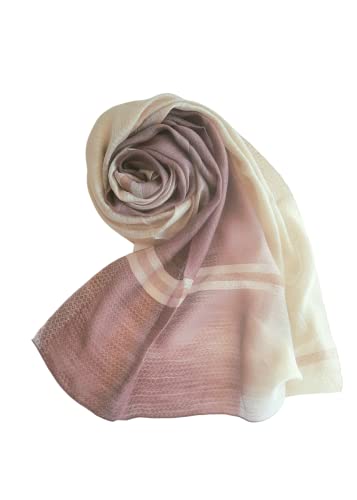 Seidiger Schal für Damen, seidiger Hijab-Hals, Kopfwickel, 30 % Seide, silberfarben / Violett / cremefarben, Violett/Cremefarben, One size Cover