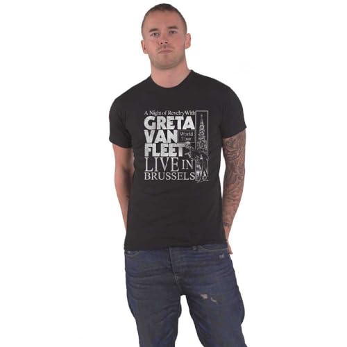 Greta Van Fleet - Camiseta oficial de Night of Revelry unisex, color negro, Negro, L