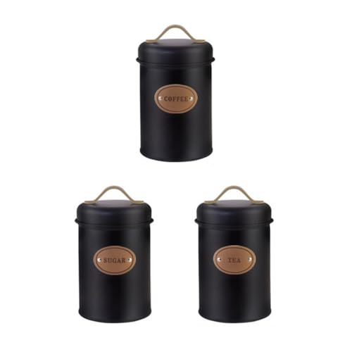ZYMIADOU 3 botes de almacenamiento de metal vintage para cocina, prácticos, para café, té, azúcar, tarros de almacenamiento Functioanl, tarros herméticos