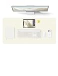 YSAGi Leather Desk Mat, Large Mouse Mat, Non-Slip Desk Pad, Waterproof PU Leather Table Protector Writing Pad for Office and Home (80 x 40 cm, Cream)