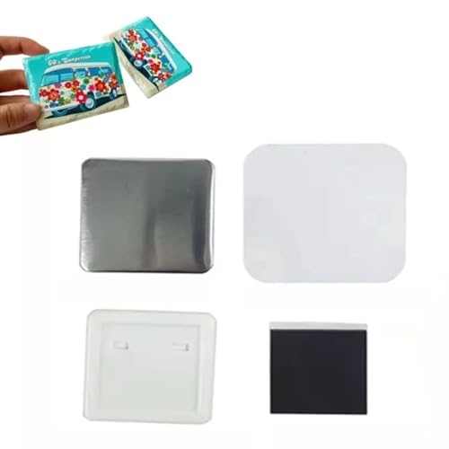 DIY kwadratowe zdjęcie plakietka akcesoria do produkcji guzików, materiały eksploatacyjne do magnesów na lodówkę, 2 x 5 cm części guzików magnetycznych