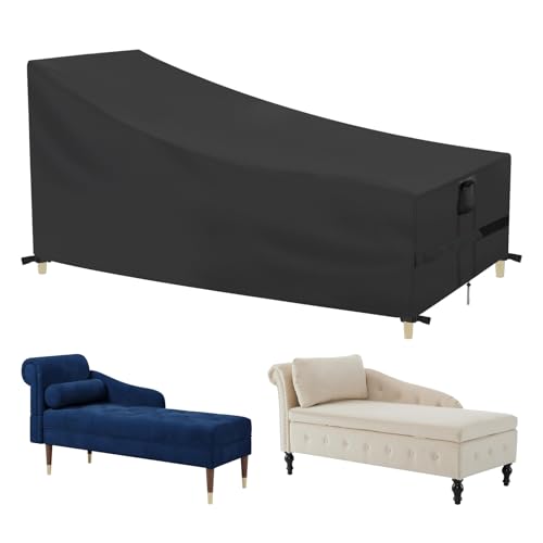 Hohong Copertura impermeabile per chaise longue, dimensioni personalizzate, 600D, resistente, per chaise longue da giardino per esterni e interni, colore nero