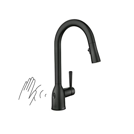 Moen 87233EWBL Adler Single-Handle High Arc Pulldown Kitchen Faucet, Matte Black