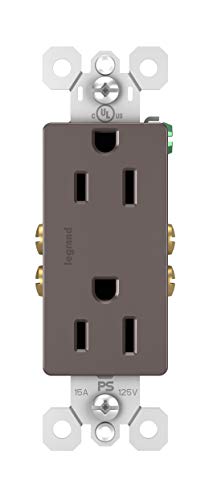 Legrand radiant 885TRCC8 15 Amp Tamper Resistant Decorator Duplex Outlet Side Wire or Push Wire Brown (1 Count)