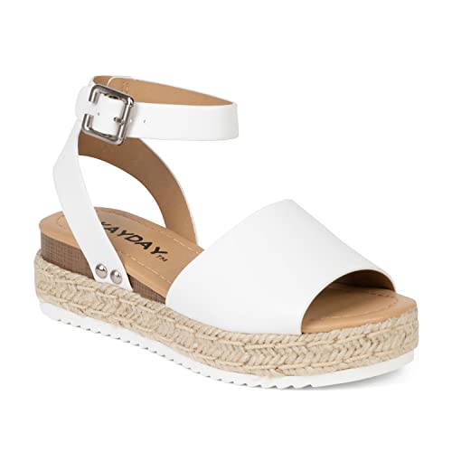 KAYDAY Girls’ Platform Espadrille Sandals – Open Toe Summer Wedges with Ankle Strap and Buckle – Lightweight Casual Dress Shoe – CHUY3