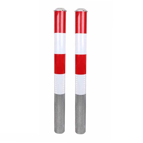 Borne de stationnement en métal rouge pour parkings et trottoirs x2