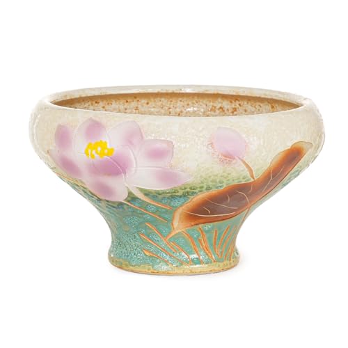 Image of Sungmor 9.6 Inch Large Succulent Plant Pots, Pretty Hand Painted Ceramic Planter with Drainage, Indoor Outdoor Cactus Planter Bonsai Pot, Flower Pot for Indoor Plants Garden Windowsill Desktop Decor