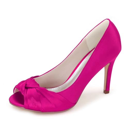 Women's Stiletto Heels Sandals Open Toe Satin Wedding Shoes for Bride Formal Prom Party Dress Round Toe Shoes Pump