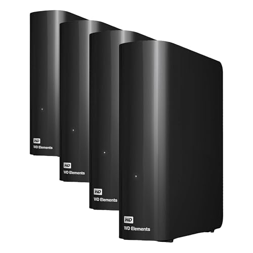 Image of Western Digital 8TB Elements Desktop External Hard Drive,USB 3.0 External Hard Drive for Plug-and-Play Storage - Western DigitalBWLG0080HBK-NESN,Black,(Pack of 4)