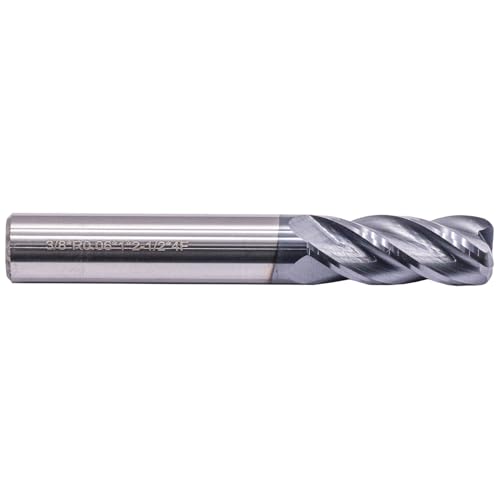 Image of 3 /8 inch 4 Flute Solid Carbide End Mill, 0.06 inch Corner Radius, AlTiN Coated | 30 Degree Helix, 3 /8 inch Cutting Diameter, 3 /8 inch Shank Diameter, 1 inch Length of Cut, 2-1 /2 inch Overall Length