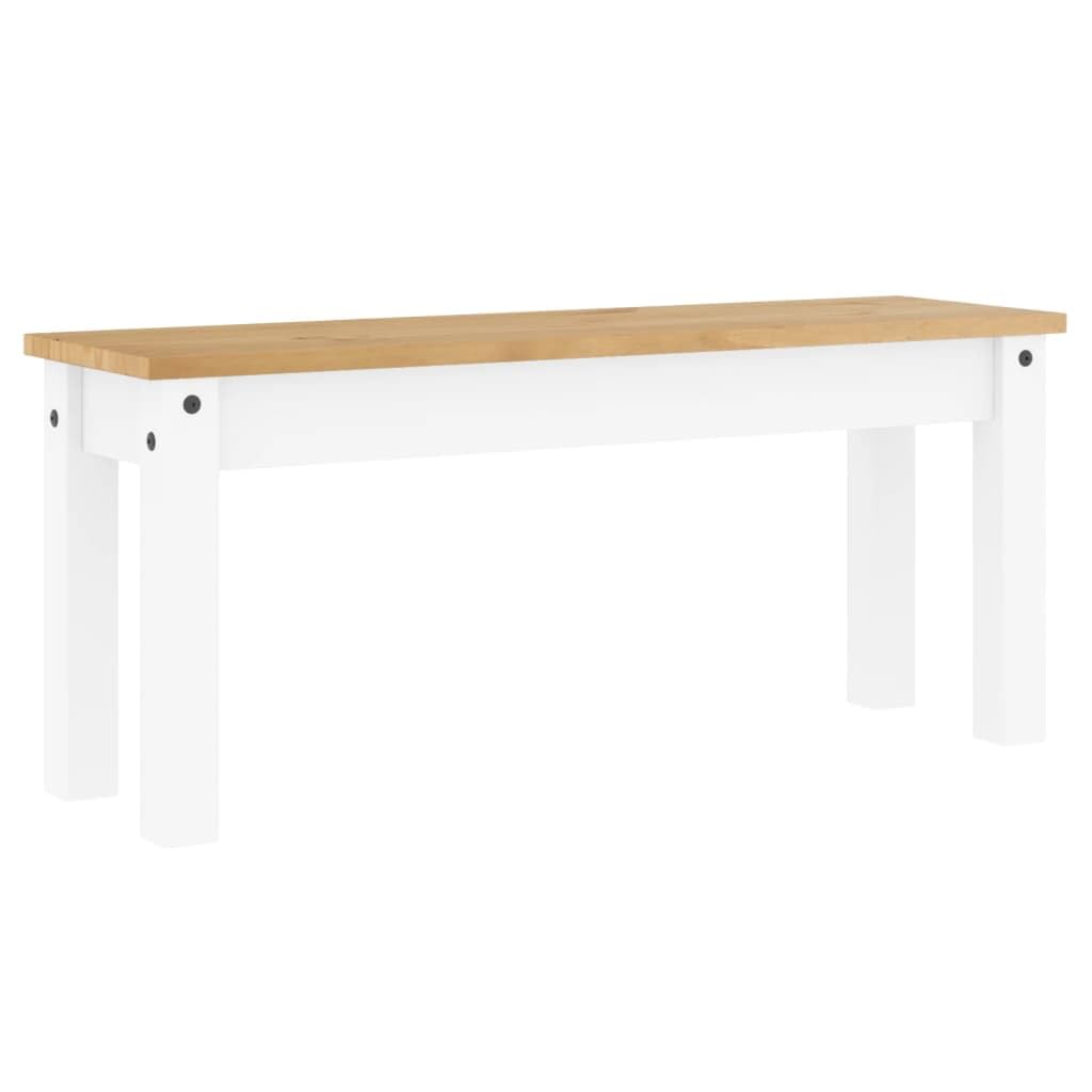 vidaXL Essbank Panama, Sitzbank mit Holzbeinen, Holzbank für Küche Esszimmer Flur, Küchenbank Esszimmerbank, Landhausstil, Weiß Massivholz Kiefer