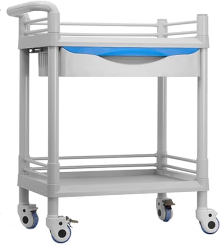 XIAOYIWIN Chariots médicaux à 2 Niveaux avec tiroirs, Chariot Roulant for Salon de beauté, Chariot assemblé détachable avec Roues silencieuses, Diables Utilitaires Portables Multifonctions(C)