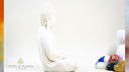 Image of Pot's & Plant's Handcrafted Polymarble Meditation /Dhyan Buddha Statue Lord Figurine /Idol (5.5-inch) (White)