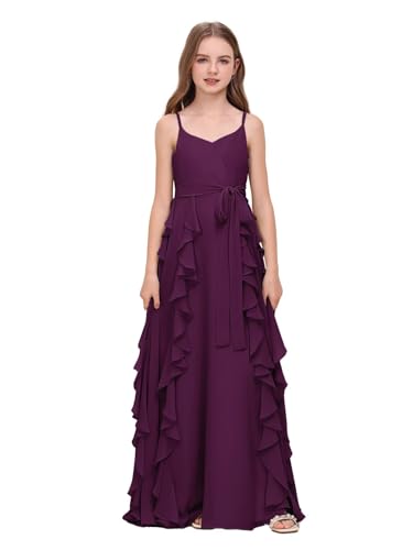 Chiffon Junior Bridesmaid Dresses for Wedding Kids Spaghetti Strap Slit Flower Girl Dress Long Princess Pageant Gowns