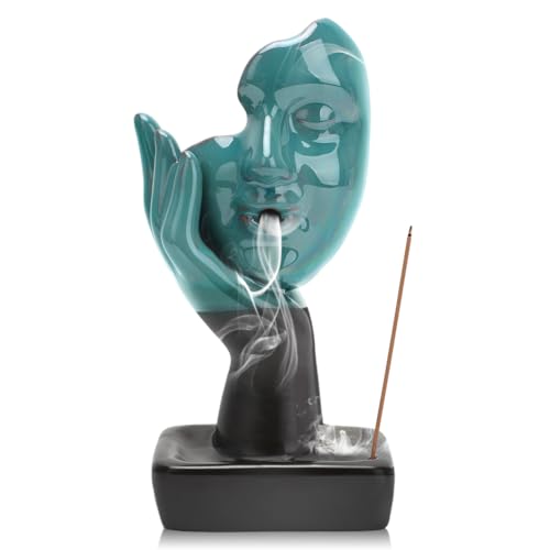 Rückfluss Waterfall Räuchergefäß Räucherstäbchen Halter Räucherwasserfall Meditierender Incense Stick Holder Keramik Räucherstäbchenhalter für Büro Home Schlafzimmer Yoga Dekoration (Thinker)