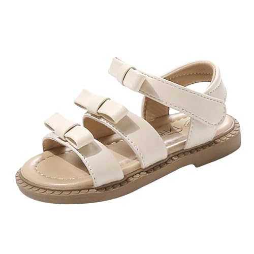 IWIHMIV Girl's Slip On Sandals Comfortable Beach Shoes Non Slip Open Toe Dressy Cute Summer Bow Soft Bottom Sandals