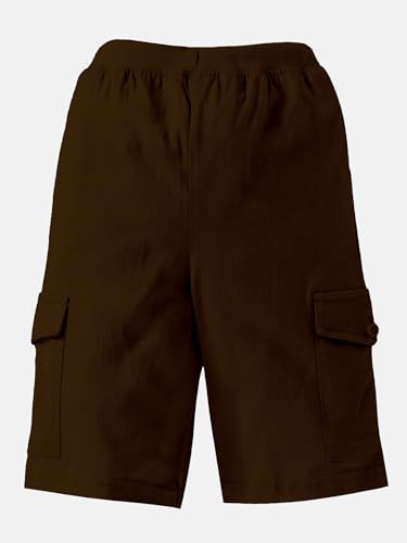 Image of KiddoPanti Boys Knit Solid Cargo Shorts | 100% Cotton | Comfortable Rib Waistband | 2 Front Pockets & 2 Cargo Pockets | Sport Bermuda Half Pant for Boys
