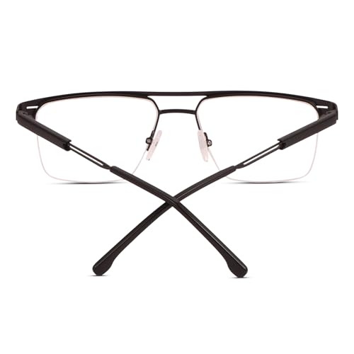 Image of Teen & 20 Rectangle Eyeglasses Frame for Men & Boys - Classic Half-Rim | Stylish & Lightweight Spectacle Frame | Durable Eyewear for Office, Study & Daily Use - TK9004
