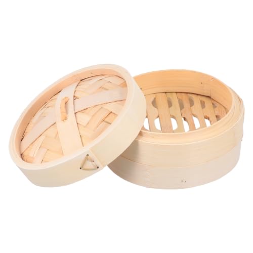 Veemoon Bamboo Steamer Basket Set with Lid 10-Inch Reusable Steamer for Dim Sum Dumplings and Vegetables Food-Grade Bamboo Cookware for Home Cooking