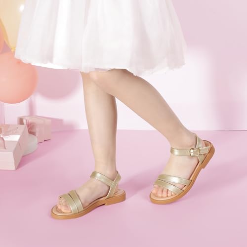 Image of PANDNAINJIA Girls Sandals Open Toe Toddler Kids Dress Summer Shoes | Open Toe Girl Sandals, Hook and Loop, Comfortable Insole, Classic Style, Flower Girl Wedding Party Daily Shoes