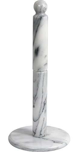 Greenco Hand Crafted Marble Paper Towel Holder - Fancy White Marble Design - Heavyweight with Felt Pads - Elegant Paper Towel Holder for Any Décor -12.5