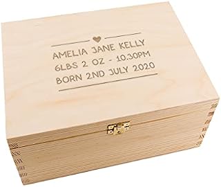 Personalised Baby Gift Wooden Memory Box - Keepsake box for Girls - Unique Gift for New Parents