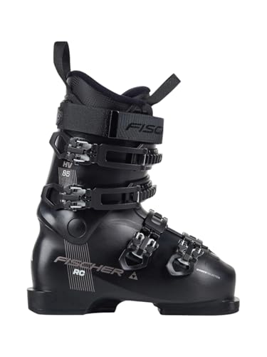 Fischer RC 85 Black - Botas de esquí para mujer Black MP 23-23,5 Flex 85, ajuste ancho (100 mm), zapatos interiores flotantes y cómodos para principiantes con pies más anchos.