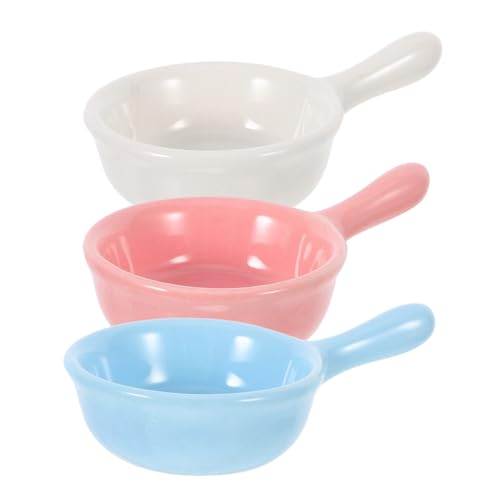 EXAOMBLE 小型ペット用セラミック給餌ボウル 鮮やかなカラーセラミック製 小動物用フードとウォーターボウル ハムスター ネズミ 鳥などのペット用品 3個セット