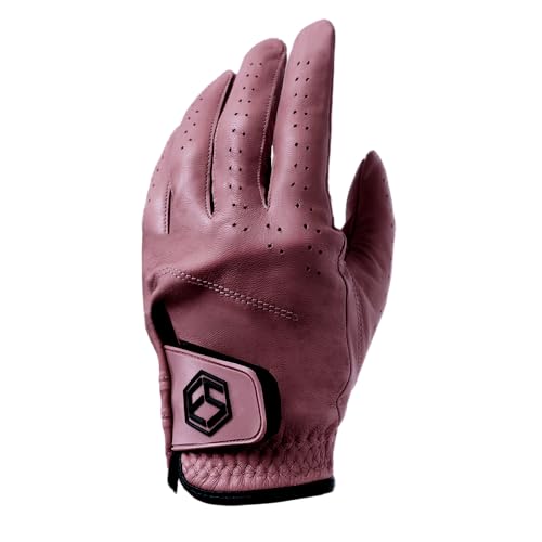 FAR&STRAIGHT Premium Cabretta Leather Men's Golf Glove - Exceptional Grip, Style, and Comfort (Burgundy, Large)