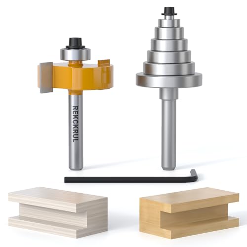 REKCKRUL Professional 1/4 Shank Rabbet Router Bit 6 Bearings Set 1-3/8 CD