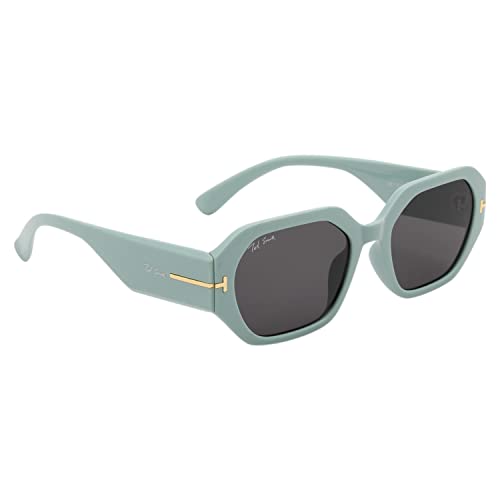 Image of Ted Smith and Stylish Hexagonal Sunglasses For Men Women | Full Rim & 100% UV Protection | Grey Lens & Acetate Frame | Medium | (53-21-145)