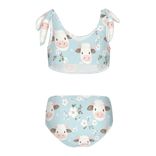 Wusikd Cute Cow Face Girls Swimsuits Two Piece Cartoon Swimwear Bikini Set for for Girls Size 3T2